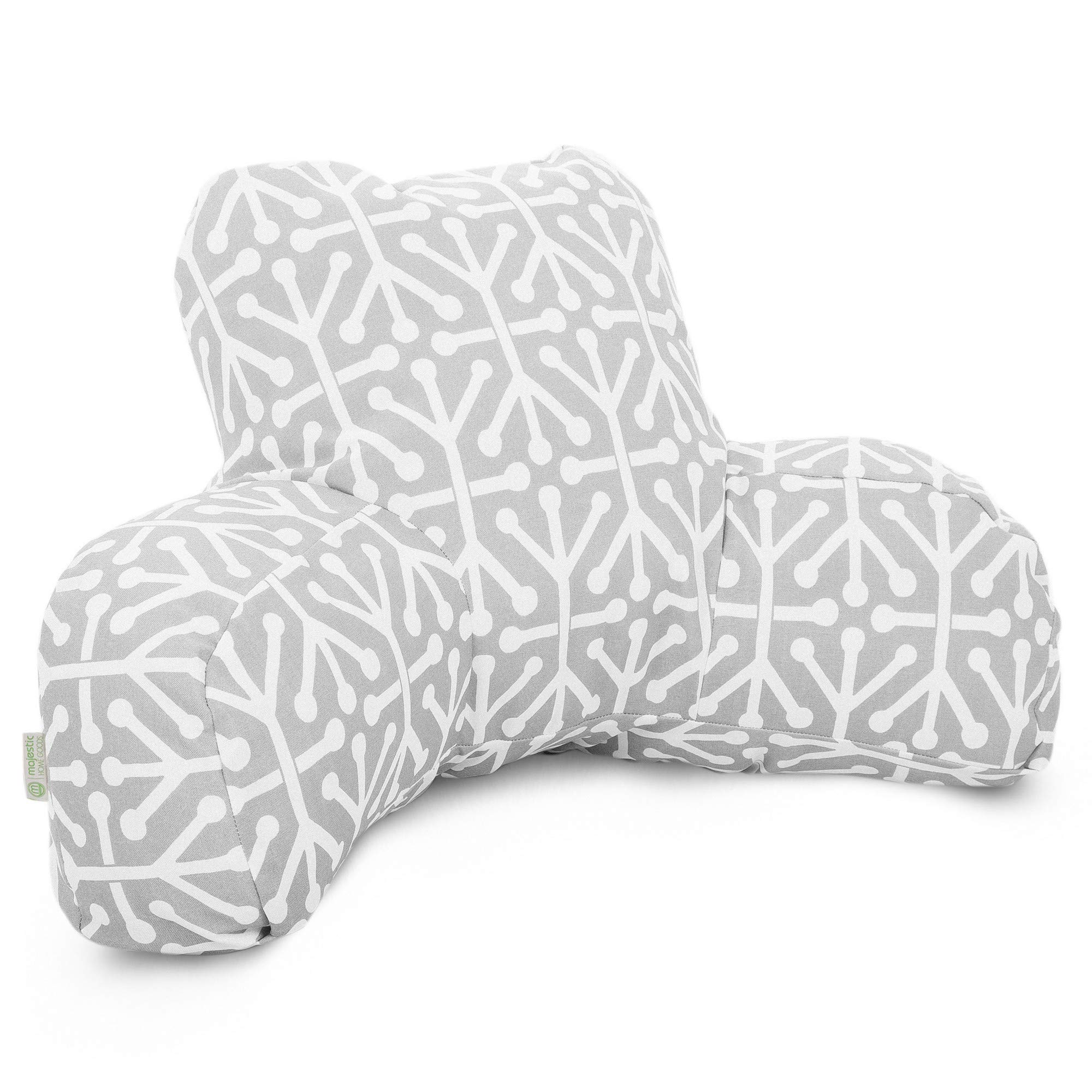 Majestic Home Goods Aruba Reading Pillow - Soft Gray Backrest Support for Bed, Sofa & Floor - Perfect for Reading, Watching TV, or Relaxing