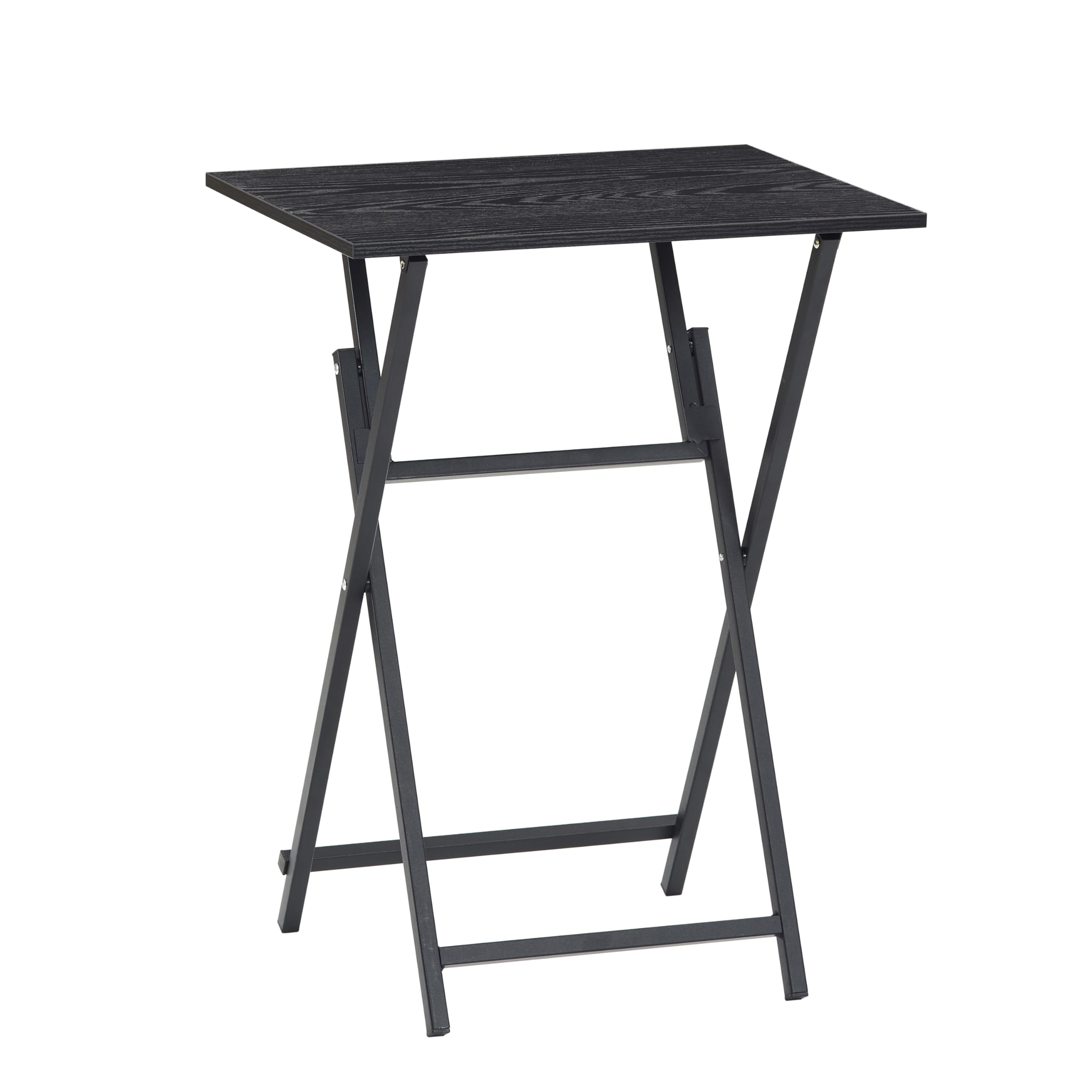 2-Pack Folding TV Tray Table Set - Portable Wooden Side Table for Sofa, Industrial Snack & Dinner Table - Space Saving End Table for Living Room, Bedroom, Office (Black) | Perfect for Movie Nights, Gaming Snacks & Small Space Dining