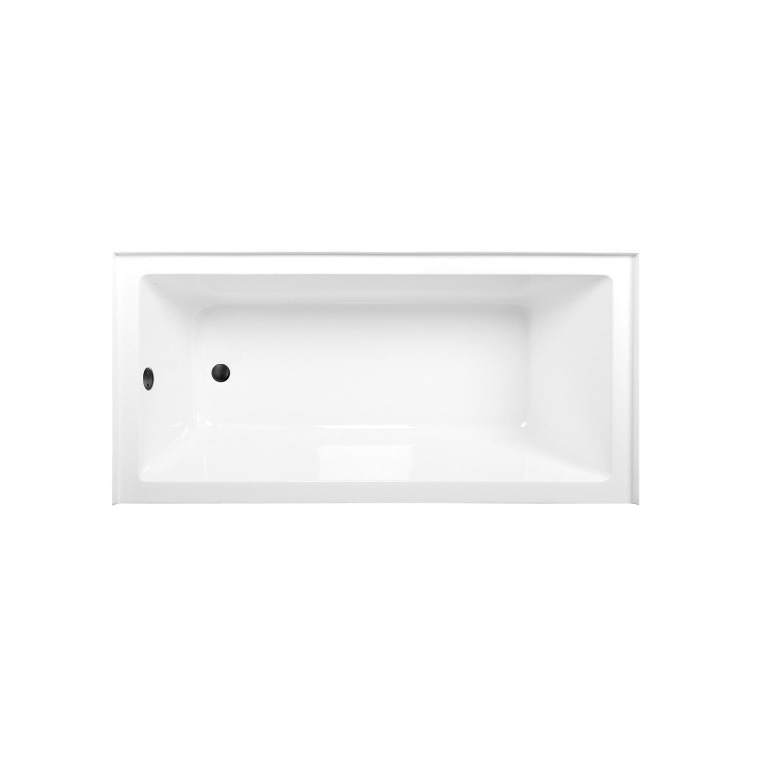 Aqua Eden 66 Inch Acrylic Rectangular 3-Wall Alcove Bathtub Combo with Waste & Overflow Drain - Left Hand Drain, Glossy White/Matte Black - Perfect for Modern Bathroom Renovations and Spa-Like Retreats