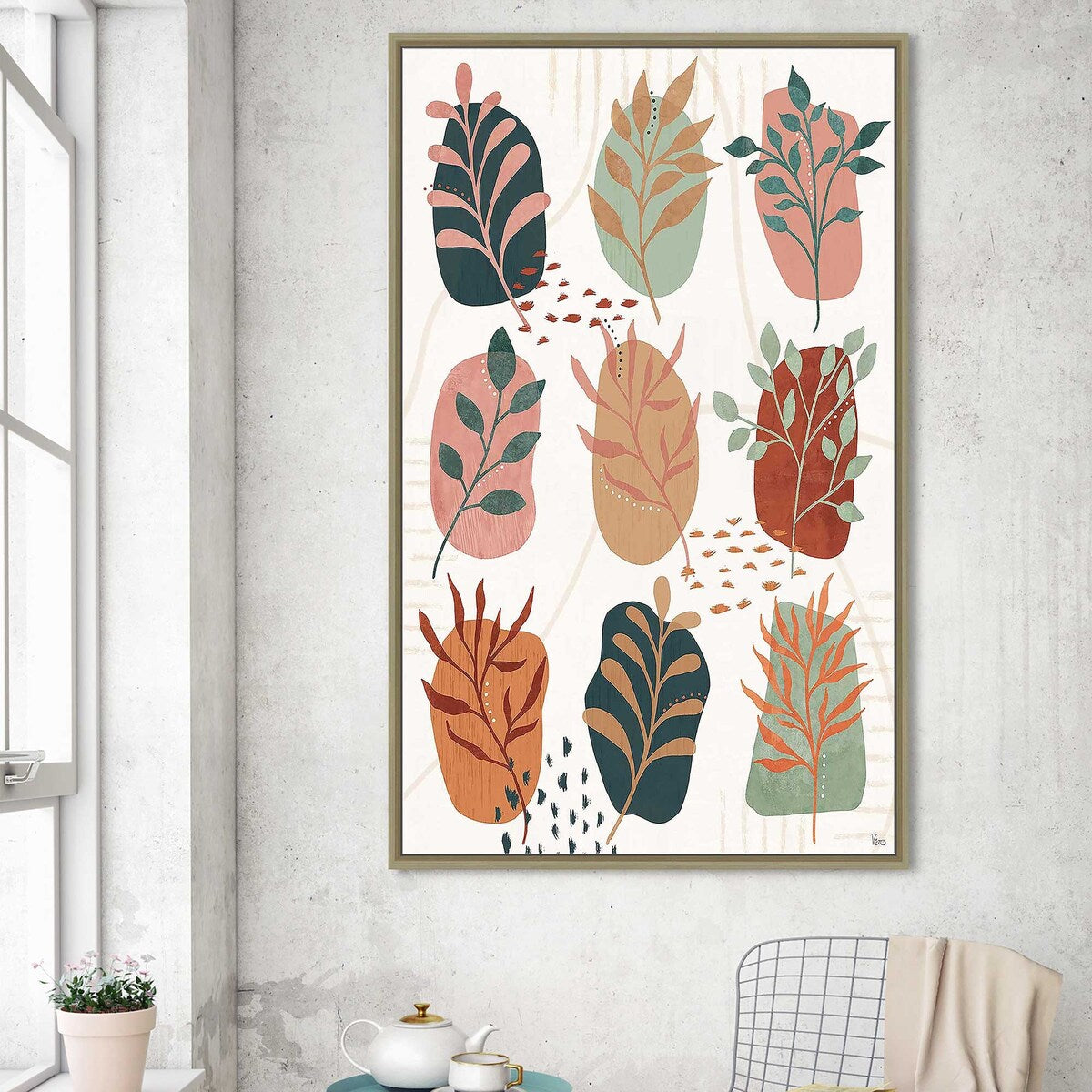 Abstract Blossom IX Floral Art Print on Floating Canvas - Modern Wall Decor for Living Room, Bedroom & Office