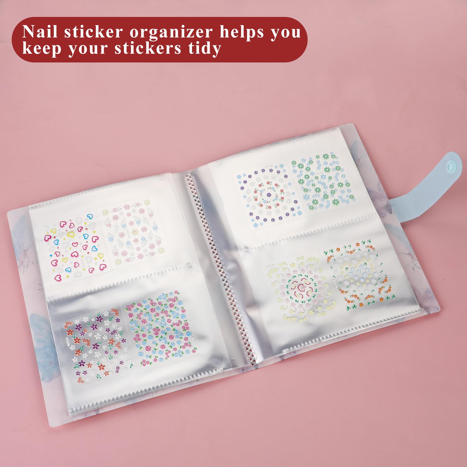 Premium Nail Art Sticker Storage Book - 144 Slot Organizer Binder for Nail Decals Collection | Durable Plastic Album for Nail Sticker Display & Organization (Blue) | Perfect for Salon Professionals & DIY Nail Enthusiasts