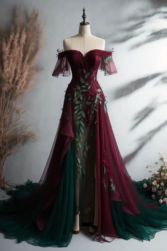 Elegant Off The Shoulder Tulle Prom Dress with Vintage Applique - J4656 | Formal Evening Gown for Homecoming, Prom Night & Special Occasions