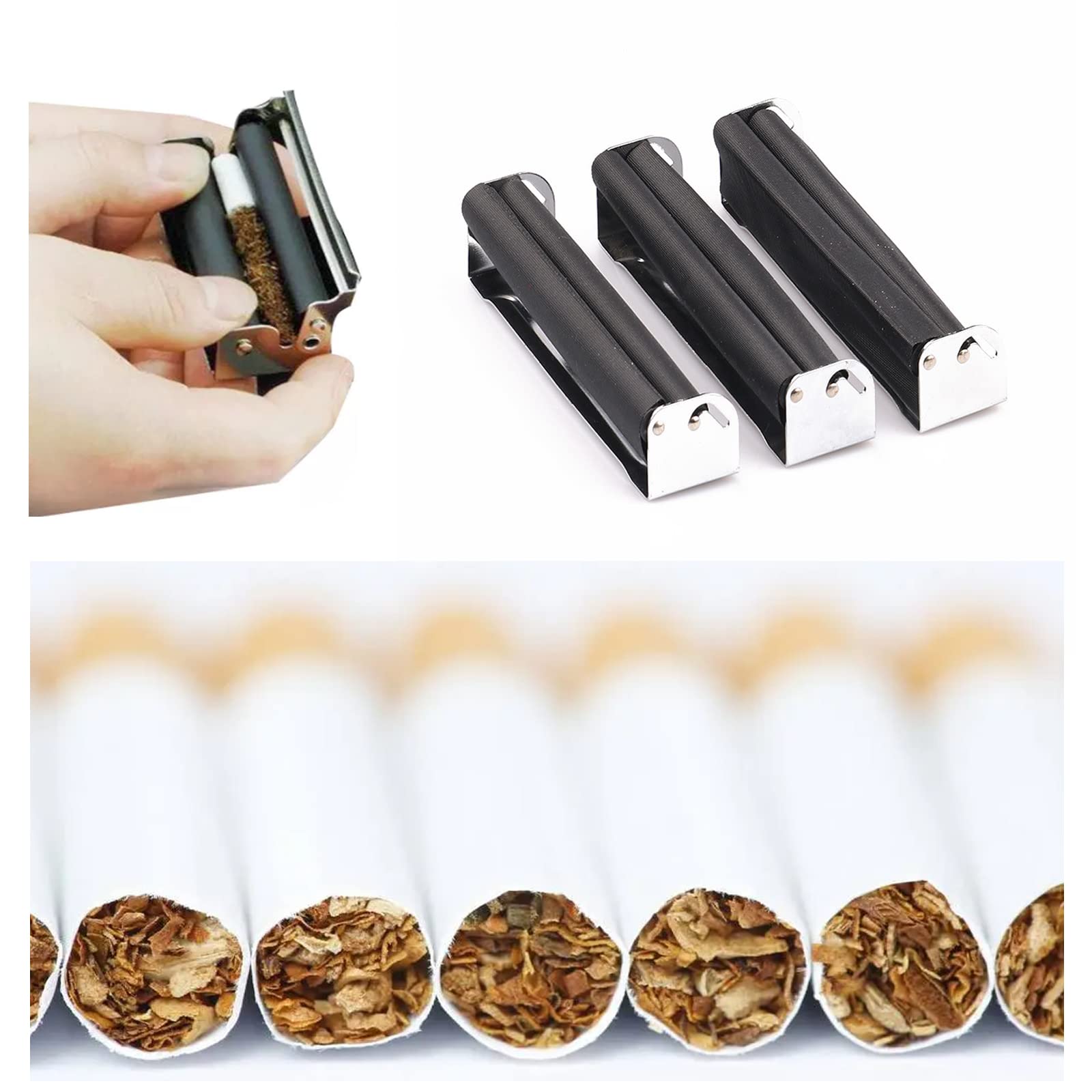 110mm Metal Cigarette Roller Machine with Lid - Premium Cigarette Rolling Device for Perfect Handmade Cigarettes - Includes Rolling Papers - Ideal for DIY Smokers, Travel & Home Use