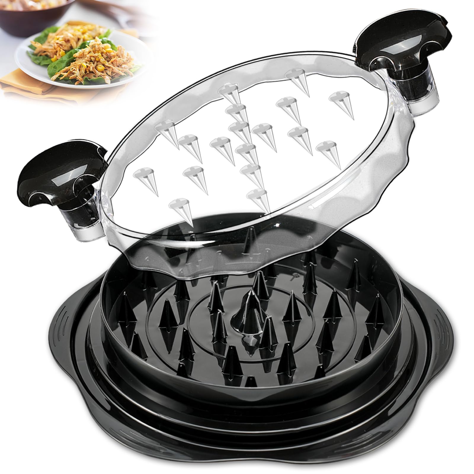 Premium Manual Chicken Shredder Tool - Twist & Grind Kitchen Gadget for Chicken Breast, Ground Meat & Vegetables | Durable Food Processor for Meal Prep, Tacos, Salads & Stir Fry (Elegant Black)