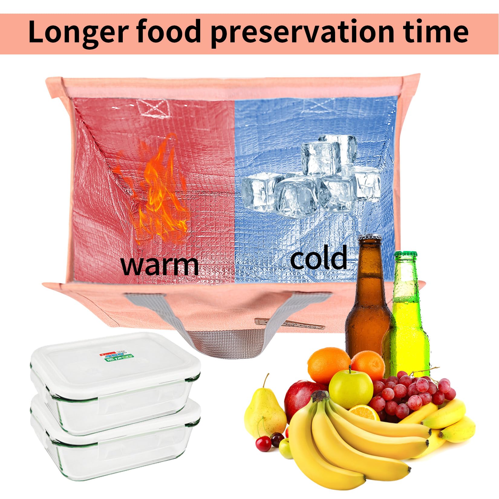 Insulated Lunch Bag for Women & Men - Reusable Lunch Box Tote for Work, Office, Travel - Leakproof & Thermal Food Container - Perfect for Picnics, Commuting & Outdoor Activities - Black