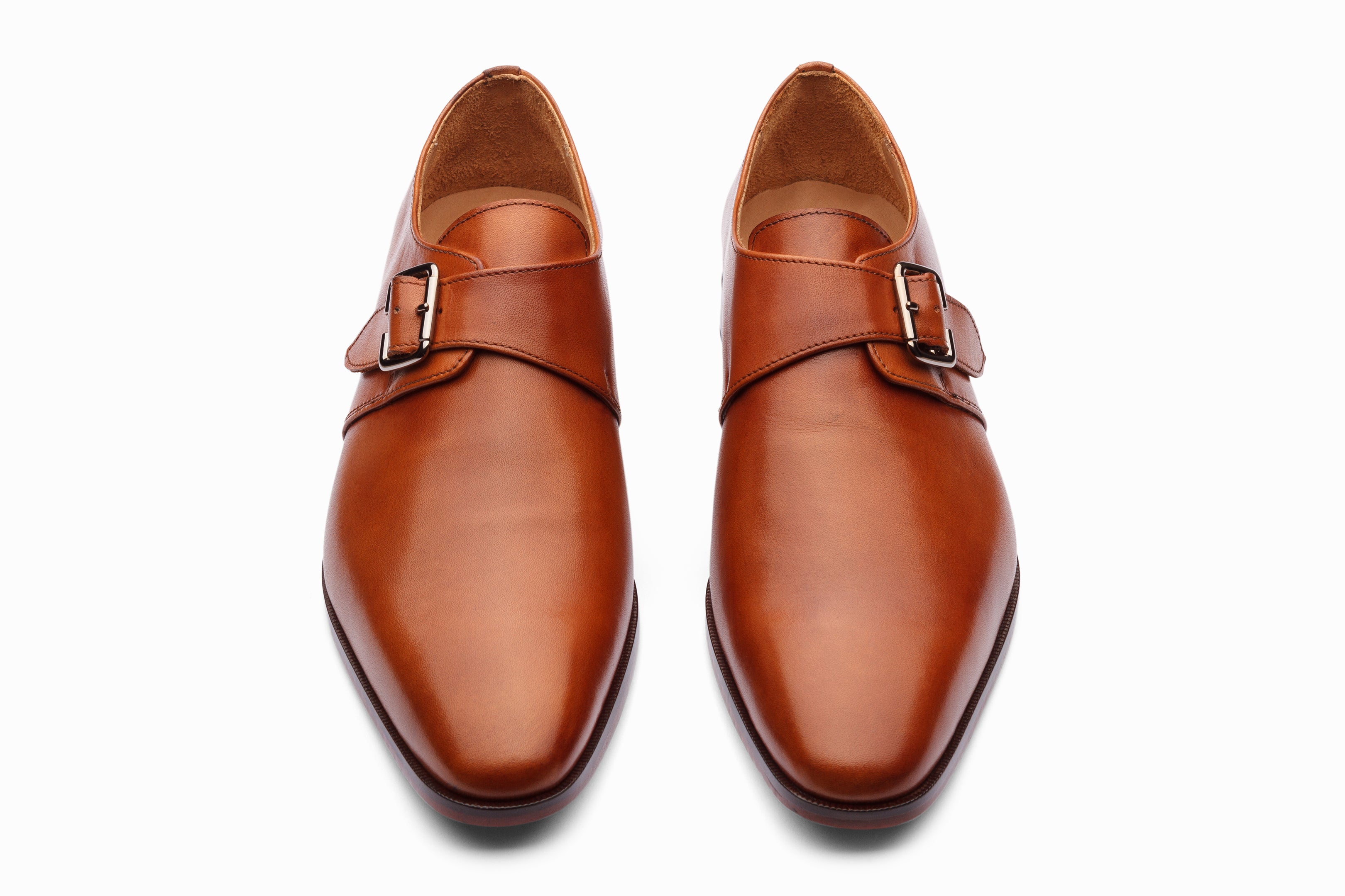Men's Single Monkstrap Dress Shoes in Tan - Classic Formal & Business Attire for Weddings, Office & Special Occasions