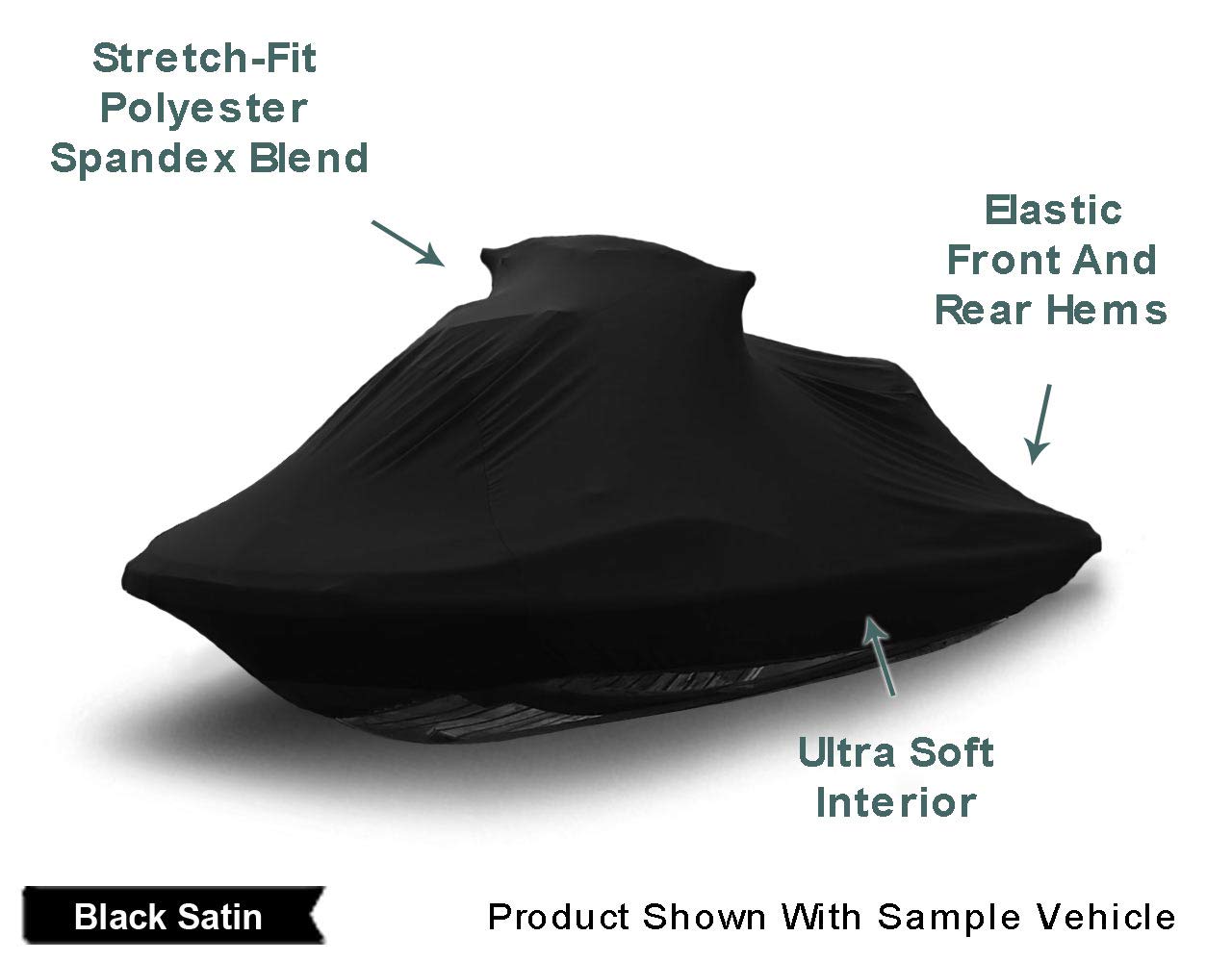 Premium Indoor Jet Ski Cover for 1992-2000 Sea-Doo GTS - Black Satin Stretch Fabric - Dust & Scratch Protection - Includes Free Storage Bag - Perfect for Garage Storage & Winter Protection