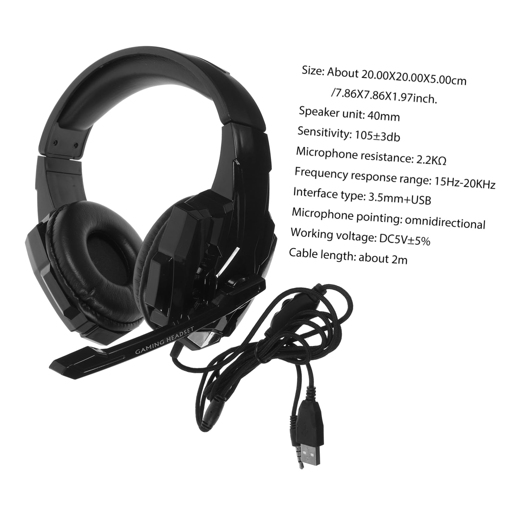 Housoutil Gaming Headset with LED Lights - Stretchable Over-Ear Headphones for PC, PS4, Xbox - Noise Cancelling Mic for Online Gaming & Video Calls - Perfect for Esports, Streaming & Remote Work