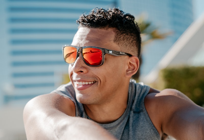Torrey Pines Sport Sunglasses - Clear Grey & Red Sunset Lens for Men & Women | UV Protection, Polarized, Lightweight for Running, Cycling, Beach & Outdoor Activities