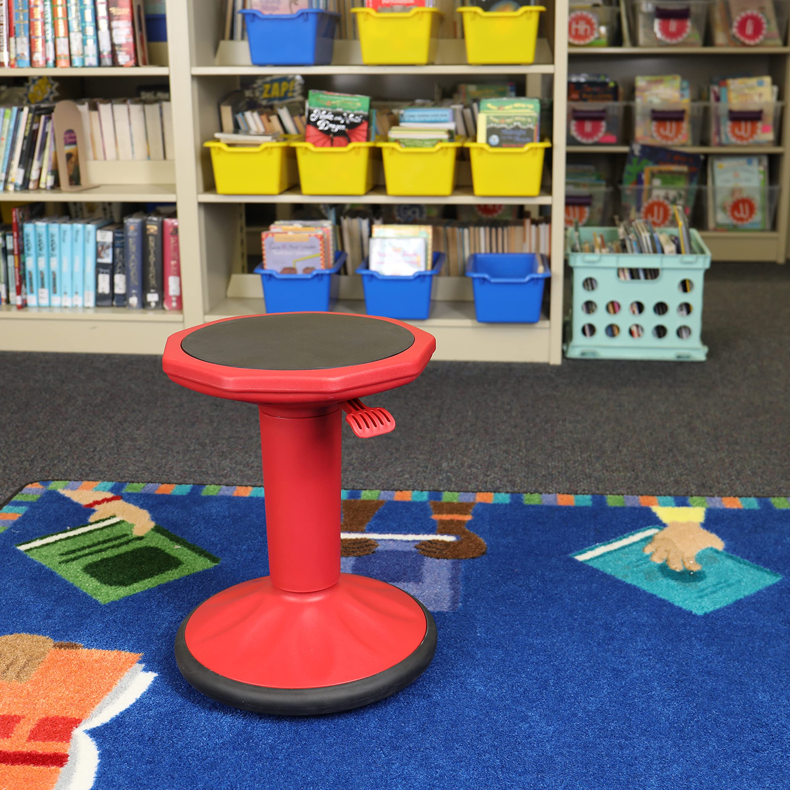 Pearington SitFree Height Adjustable Wobble Stool - Active Flexible Seating Chair for Kids & Adults - Ergonomic Office & School Chair - Red - Perfect for Home Office, Classroom & ADHD Focus