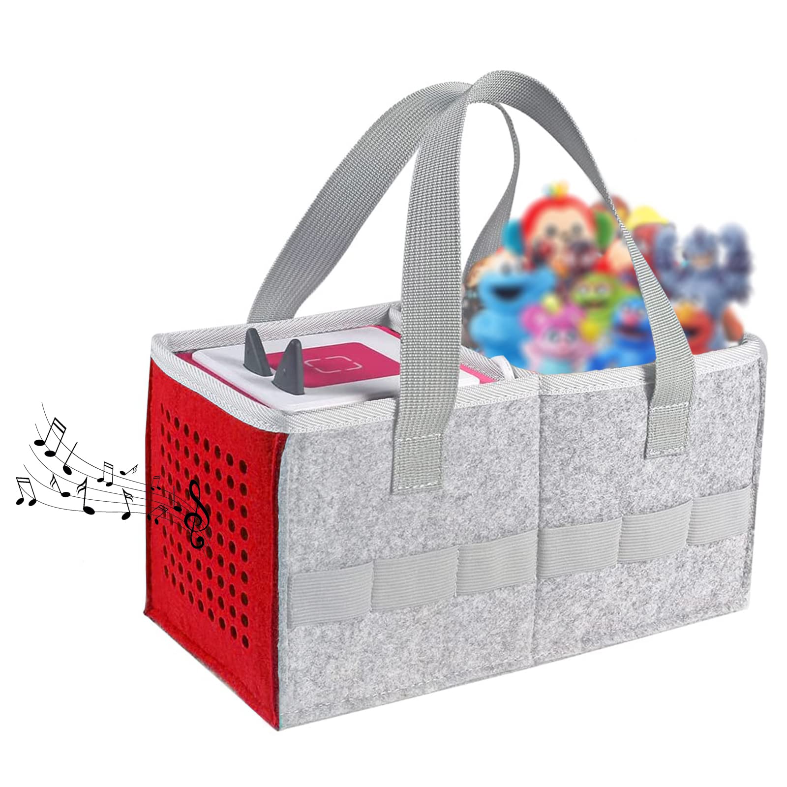 Toniebox Tote Bag - Portable Carrying Case for Audio Player & Figures, Kids Organizer for Travel & Play (Red)