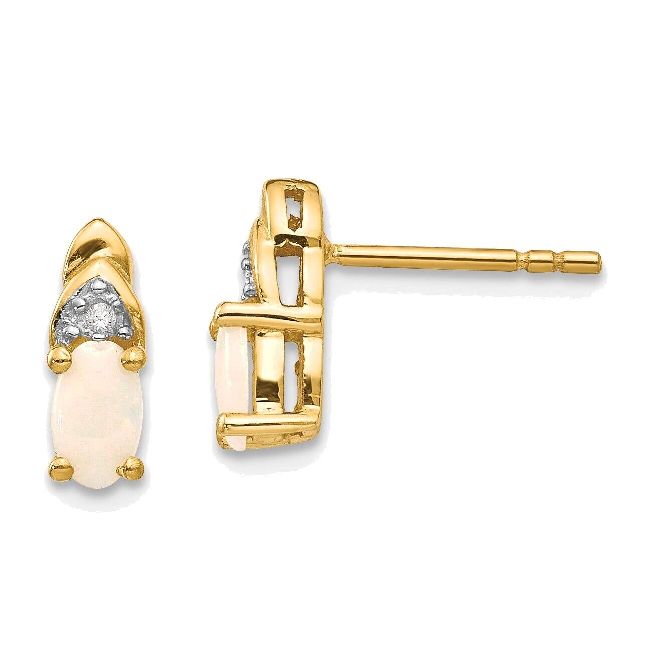 14K Yellow Gold Opal and Diamond Earrings for Women | Elegant Dangle Earrings for Wedding, Party & Special Occasions