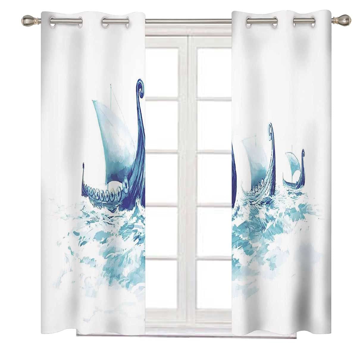 Viking Small Blackout Curtains for Windows - Blue Light Blocking Grommet Panels (31.5
