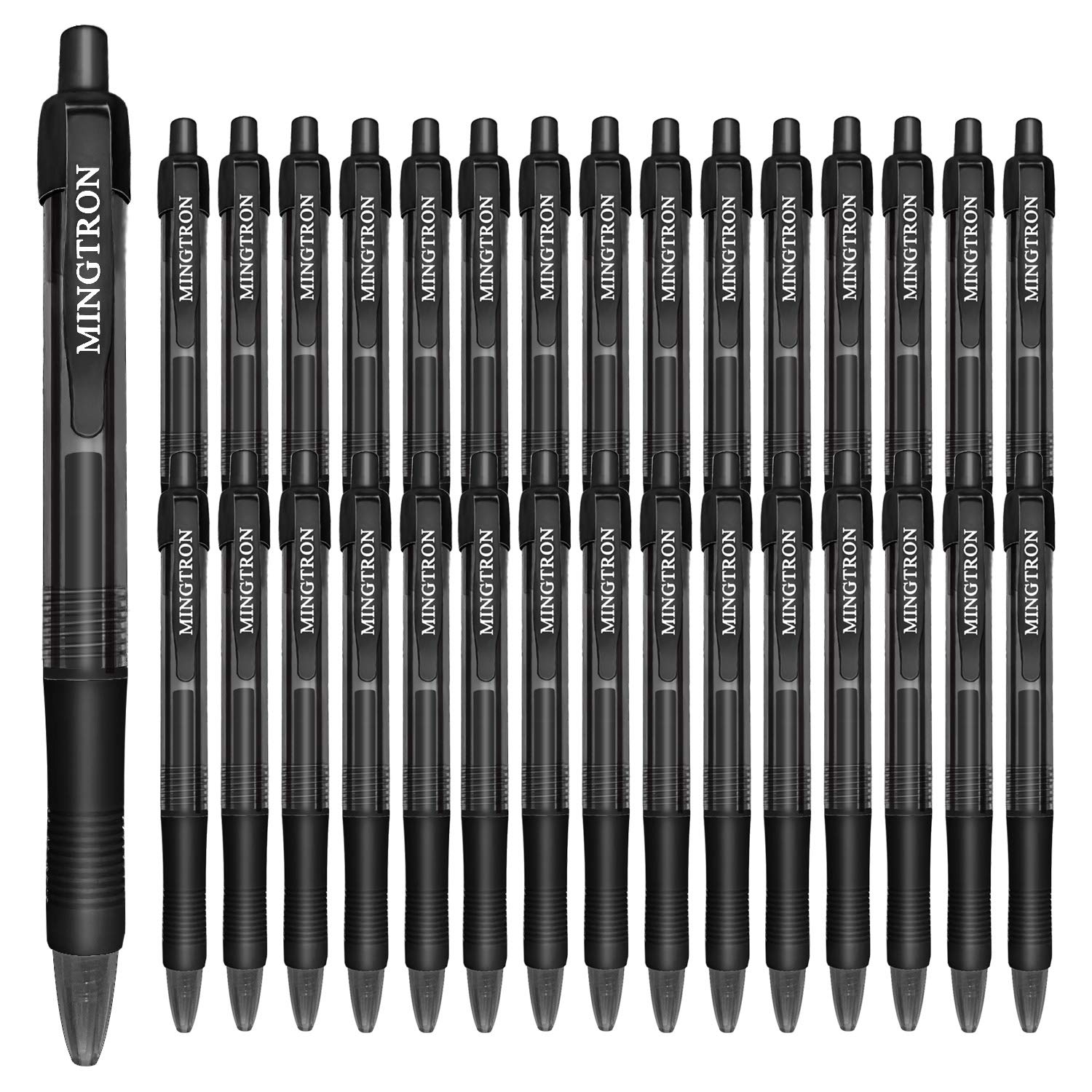 Mingtron 30 Pack Black Gel Pens - 0.5mm Fine Point No Smear Ink Rollerball Pens for Left & Right Hand, Smooth Writing Retractable Click Pens Bulk (Black Ink) - Perfect for Office, School, Note Taking & Journaling