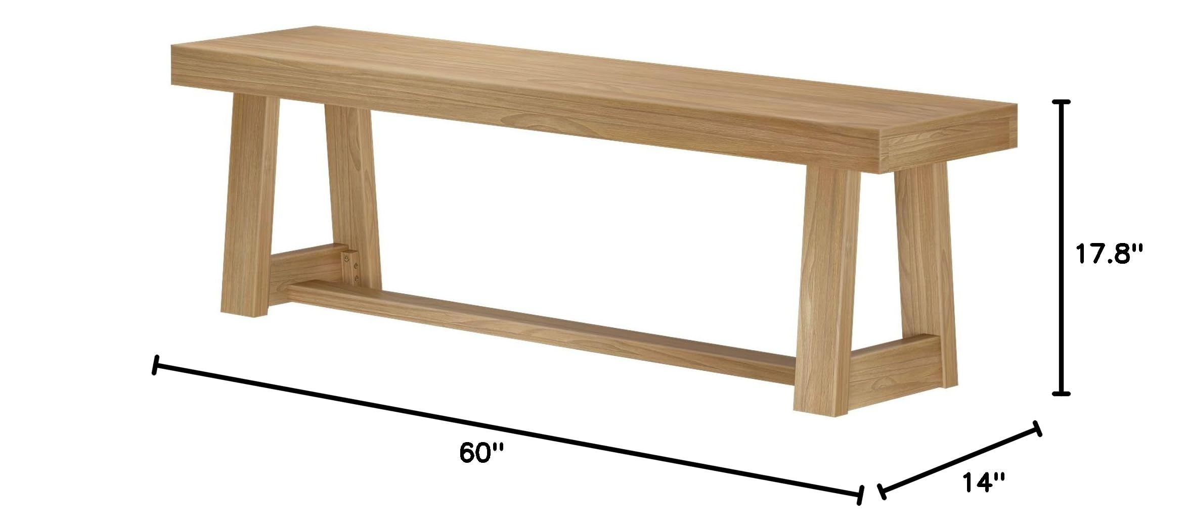60 Inch Solid Wood Farmhouse Dining Bench by Plank+Beam - Rustic Entryway, Kitchen, Outdoor & Living Room Furniture - Easy Assembly Blonde Wirebrush Finish - Perfect for Dining Rooms, Home Offices & Patio Seating