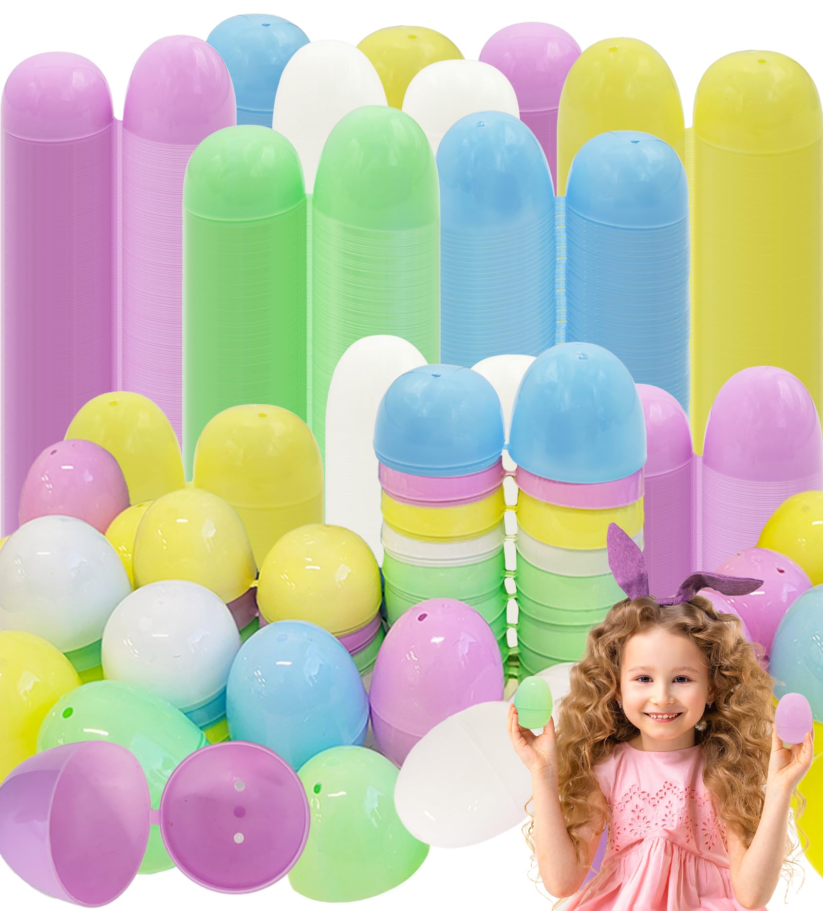 Pastel Fillable Easter Eggs with Hinge - 200-Pack of 2.25