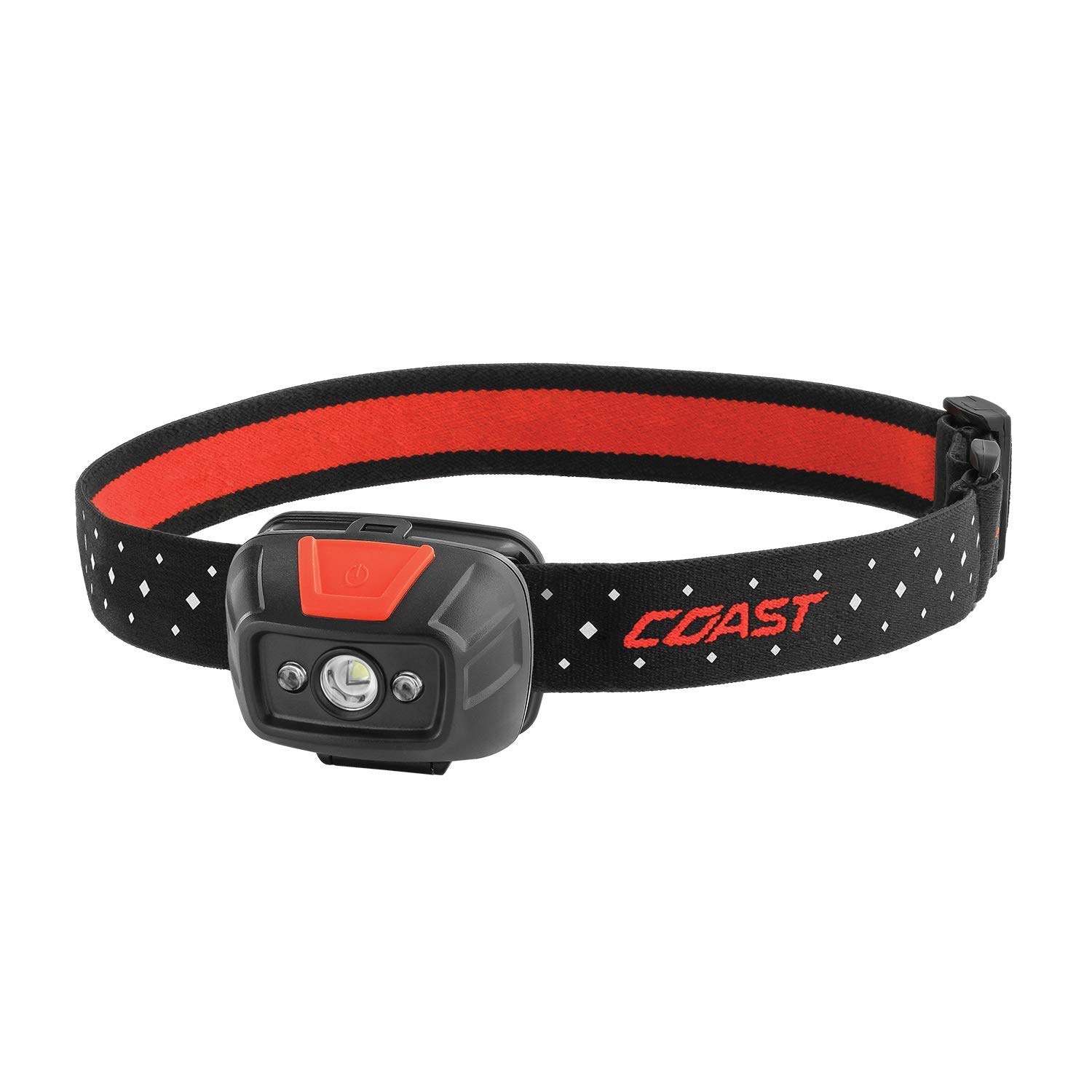 Coast® FL19 365 Lumen Dual Color LED Headlamp - White & Red Light, Includes Batteries & Hard Hat Clips (Black) - Perfect for Camping, Hiking, Construction Work & Emergency Use