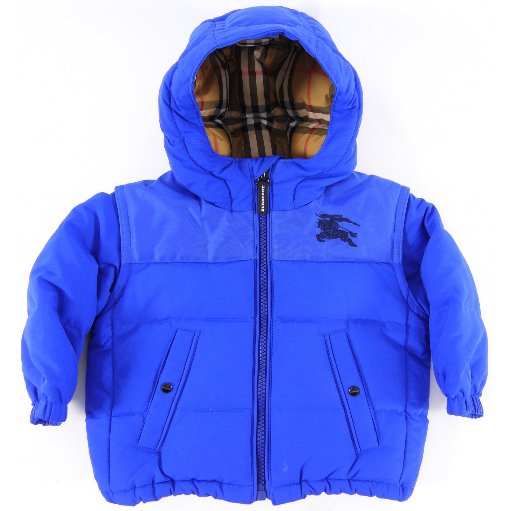 Burberry Kids Blue Down Puffer Jacket for Boys & Girls - Warm Winter Coat for Infants 6 Months - Perfect for Outdoor Play & Cold Weather Adventures