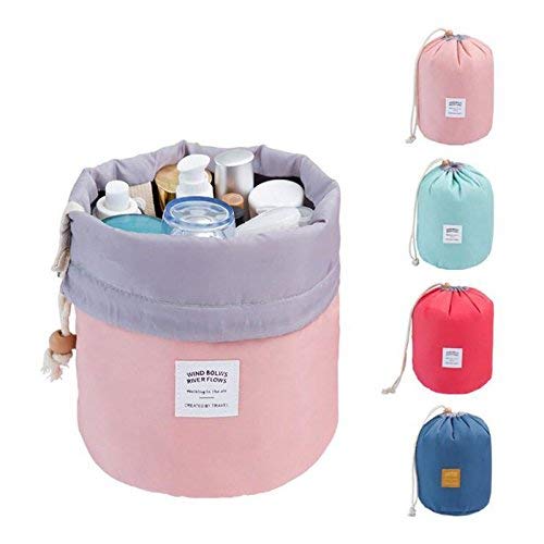 BLAPOXE Round Barrel Shaped Cosmetic Bag | Travel Makeup Organizer Pouch | Waterproof Toiletry Case for Women | Perfect for Travel, Gym & Daily Essentials Storage