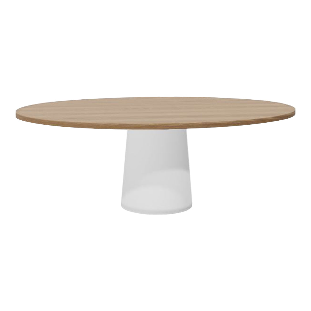 Modern Small Oval Dining Table with Single Foot Base - Space-Saving Kitchen & Breakfast Nook Furniture for Apartments, Condos, Tiny Homes