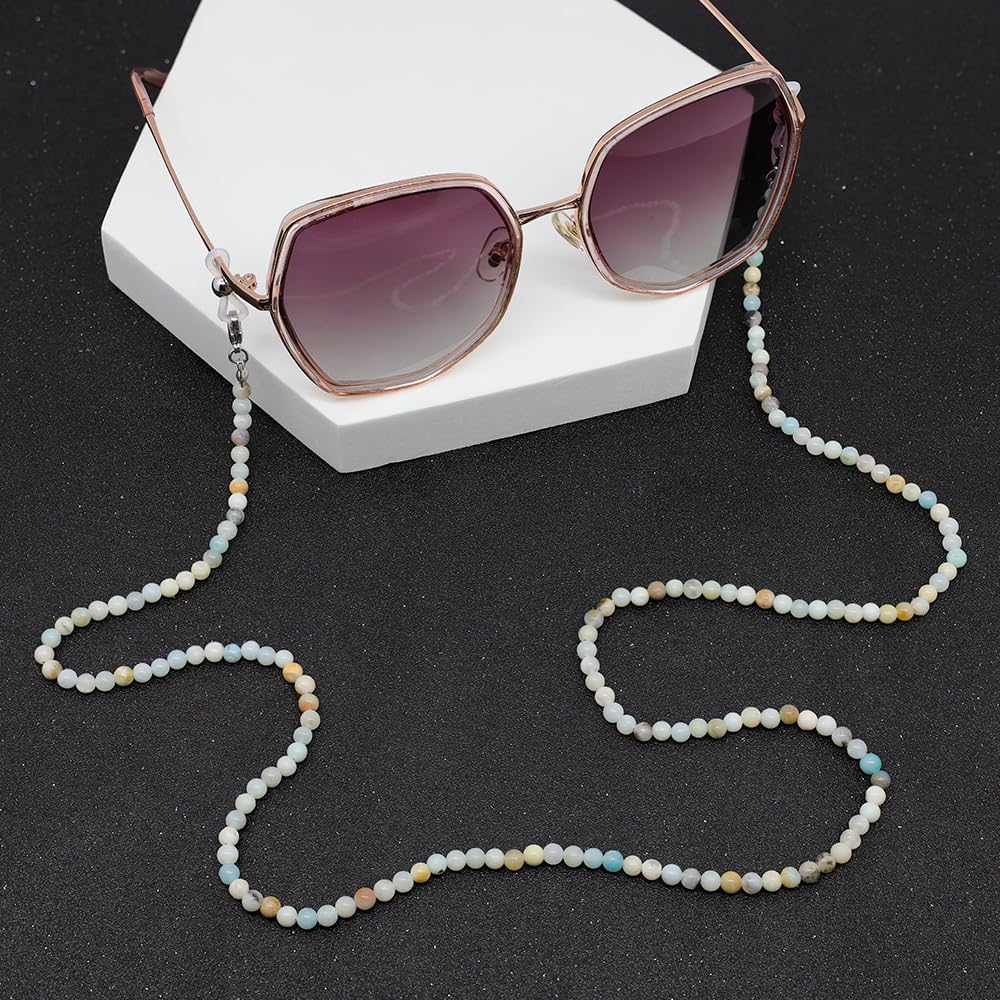 LuReen Stylish Eyeglasses Chain for Women - Natural Stone Beaded Glasses Strap, Adjustable Sunglasses Lanyard Necklace (Perfect for Reading, Driving, Fashion Accessory & Eyewear Security)