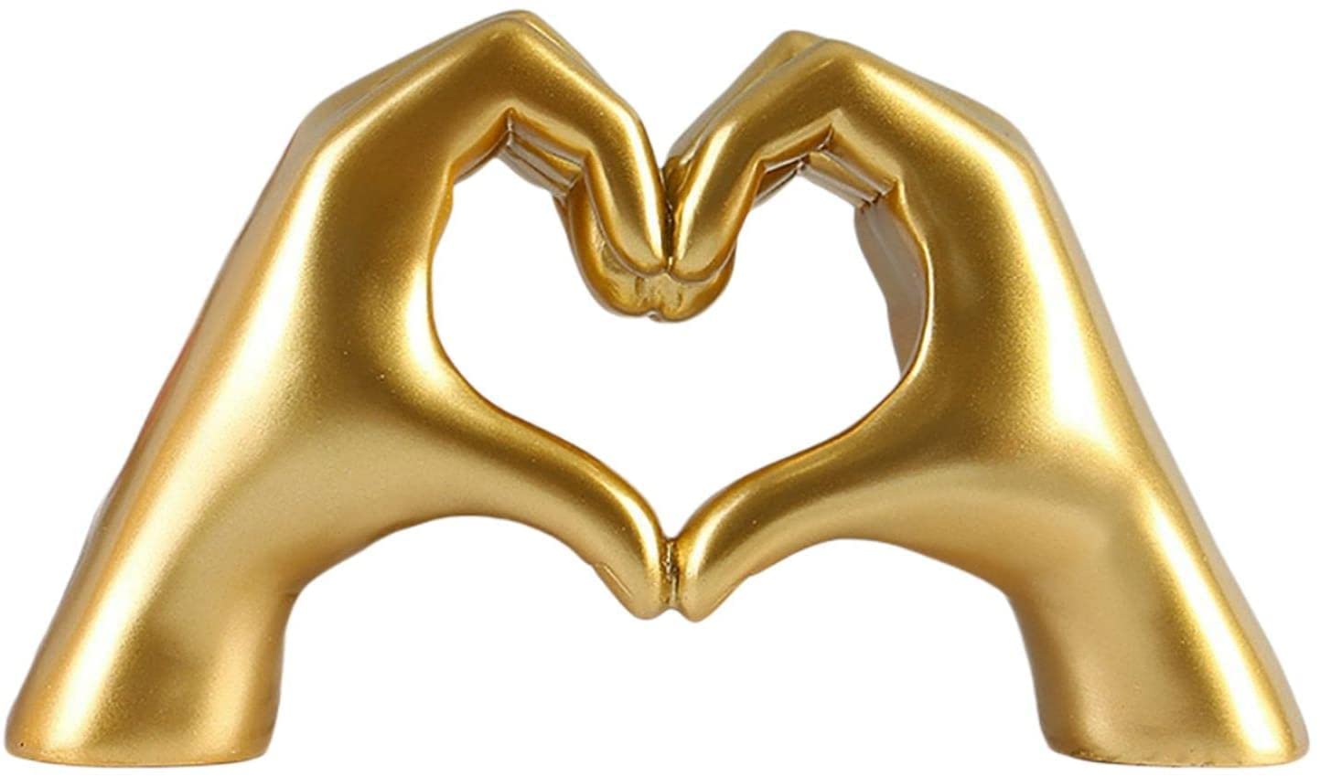 Heart Gesture Love Hand Sculpture - Golden Resin Desktop Statue for Home Decor, Living Room & Bookcase Display - Perfect for Valentine's Day Gifts, Wedding Anniversary & Romantic Home Decoration