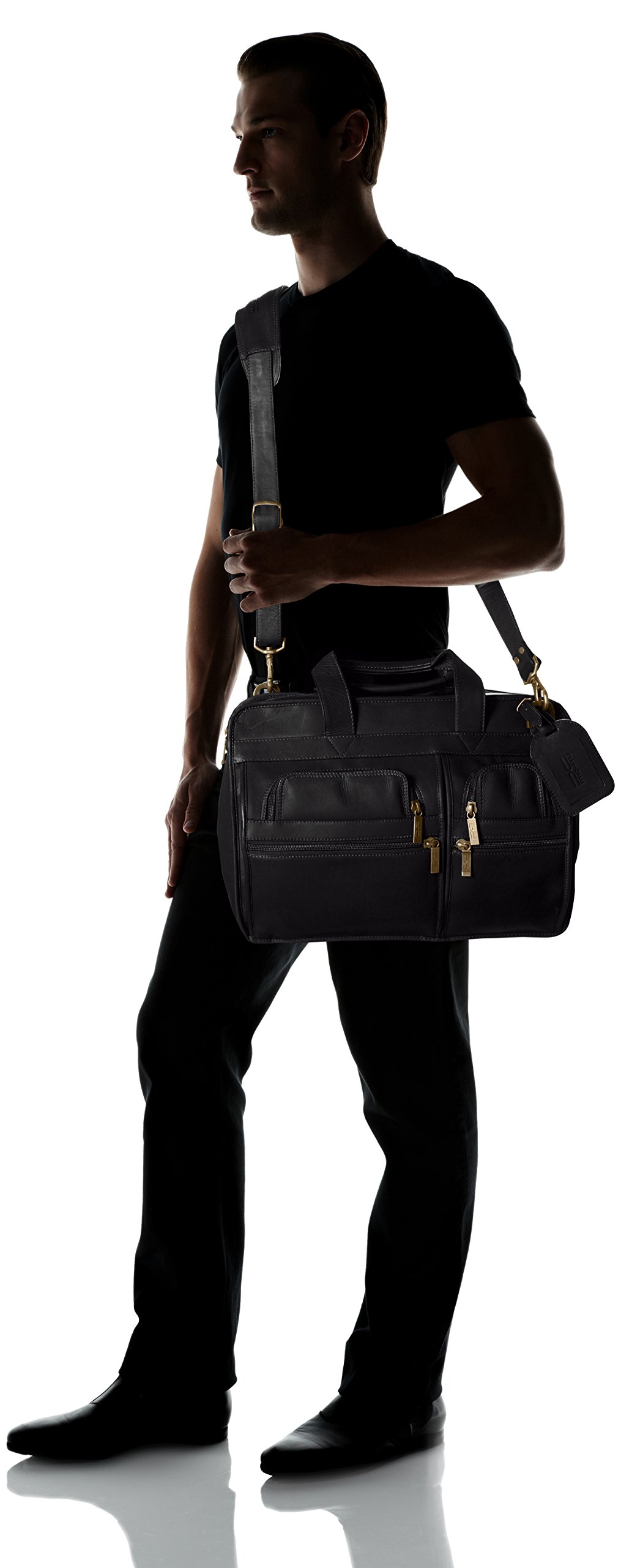Claire Chase Slimline Executive Briefcase for Business Professionals - Black Leather Laptop Bag - Perfect for Office, Travel & Meetings
