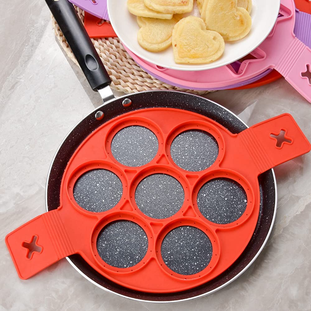 Nonstick Silicone Pancake & Egg Rings - Reusable Round Molds for Perfect Pancakes, Fried Eggs - Kitchen Baking & Cooking Tools for Breakfast, Brunch, Camping & Family Cooking