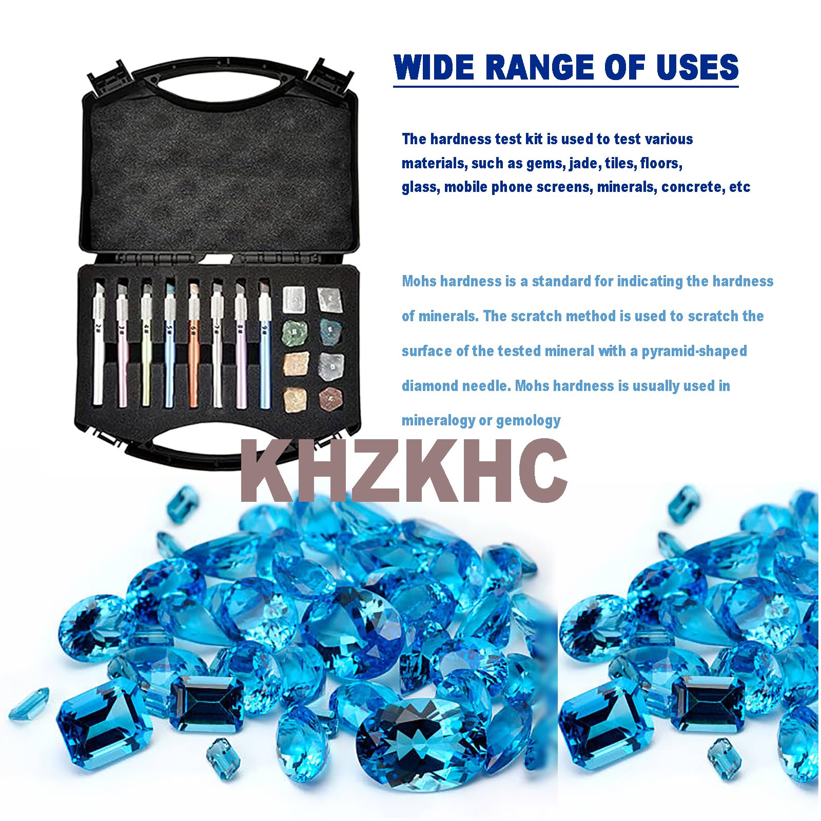 Mohs Hardness Test Kit - Scratch Tester Pen (2-9 Scale) with Storage Box for Gemstone, Jewelry & Mineral Identification - Perfect for Geologists, Jewelers & Rock Hobbyists