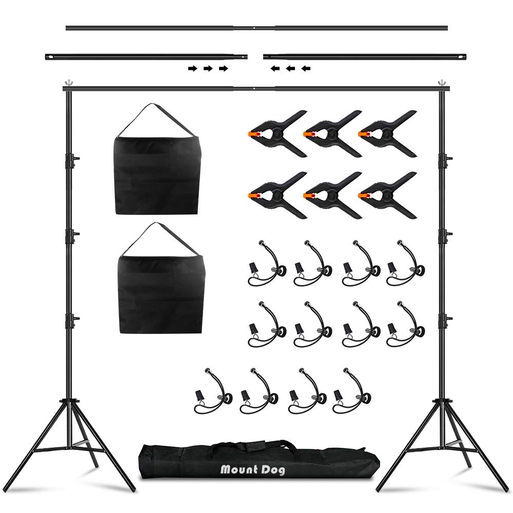 Professional 8.5x10Ft Photography Backdrop Stand Kit with 6 Spring Clamps & 12 Backdrop Clips - Sturdy Background Support System for Photo Studios, Video Shooting, Wedding Photography, Birthday Parties & Family Events - Perfect for Indoor/Outdoor Portrait & Product Photography