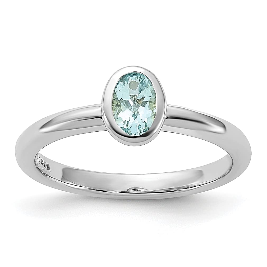 925 Sterling Silver Oval Blue Aquamarine Ring - March Birthstone Jewelry for Women, Stackable Band, Dainty Fine Jewelry Gift for Her | Perfect for Everyday Wear, Anniversary Gifts & Special Occasions