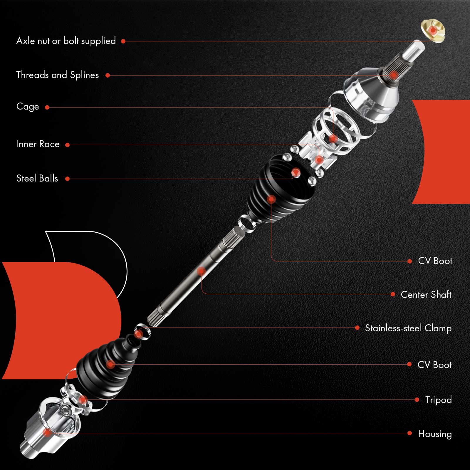 Premium CV Axle Shaft Assembly for Hyundai Sonata 2011-2014 - Automatic Transmission - Front Left Driver Side - Durable Replacement Part for Smooth Ride & Performance - Perfect for Daily Commuting & Highway Driving