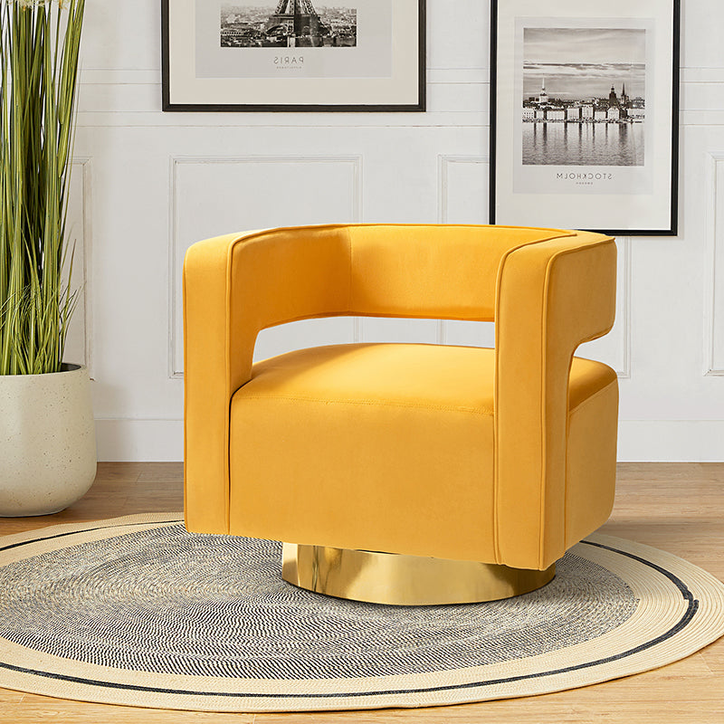 Agata Velvet Swivel Barrel Armchair - Modern Velvet Accent Chair with 360° Rotation for Living Room, Bedroom & Office