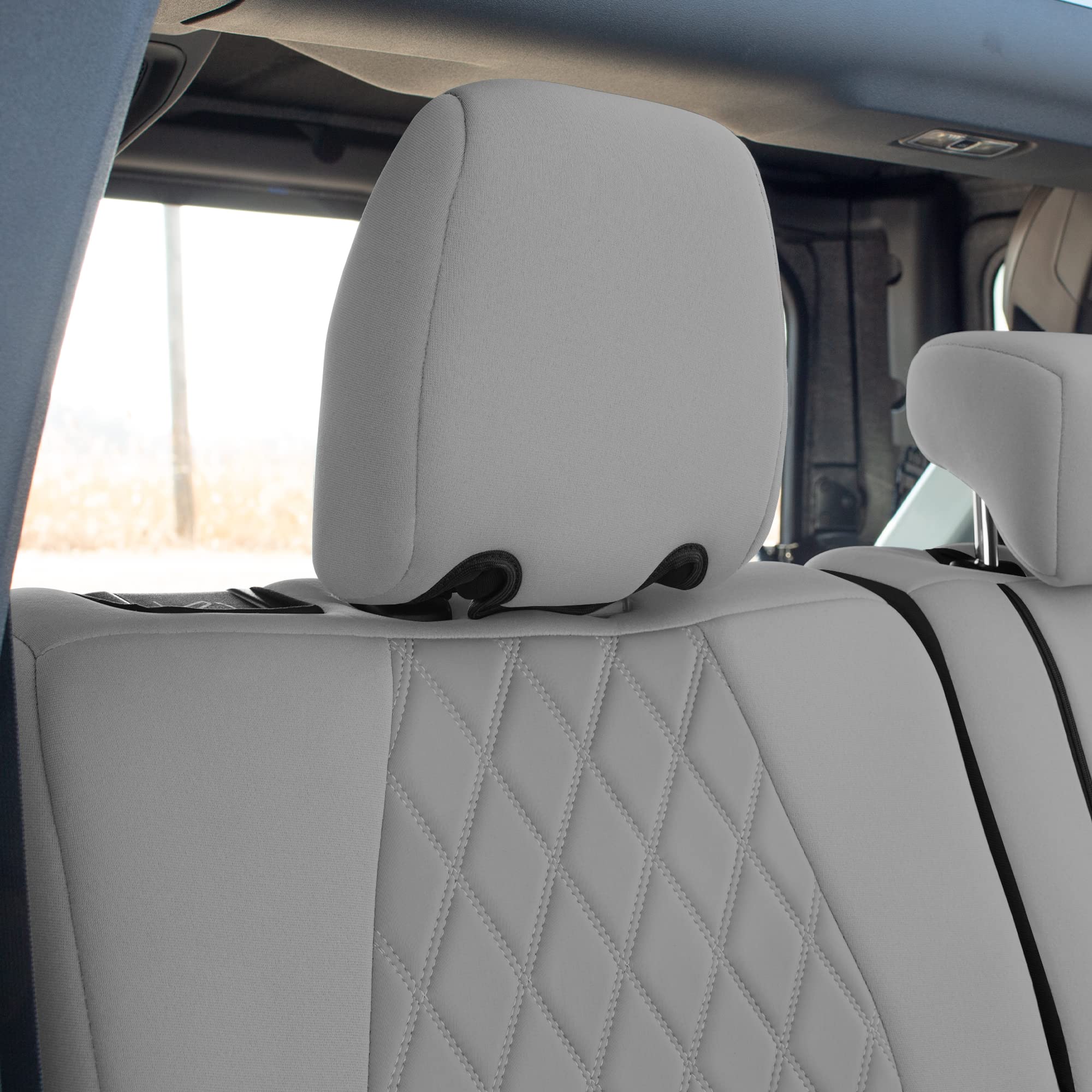 Custom Fit Neoprene Seat Covers for 2021-2022 Ford Bronco SUV - Water Resistant Neosupreme Front & Rear Set in Solid Gray | Perfect for Off-Road Adventures, Daily Commutes & Car Protection