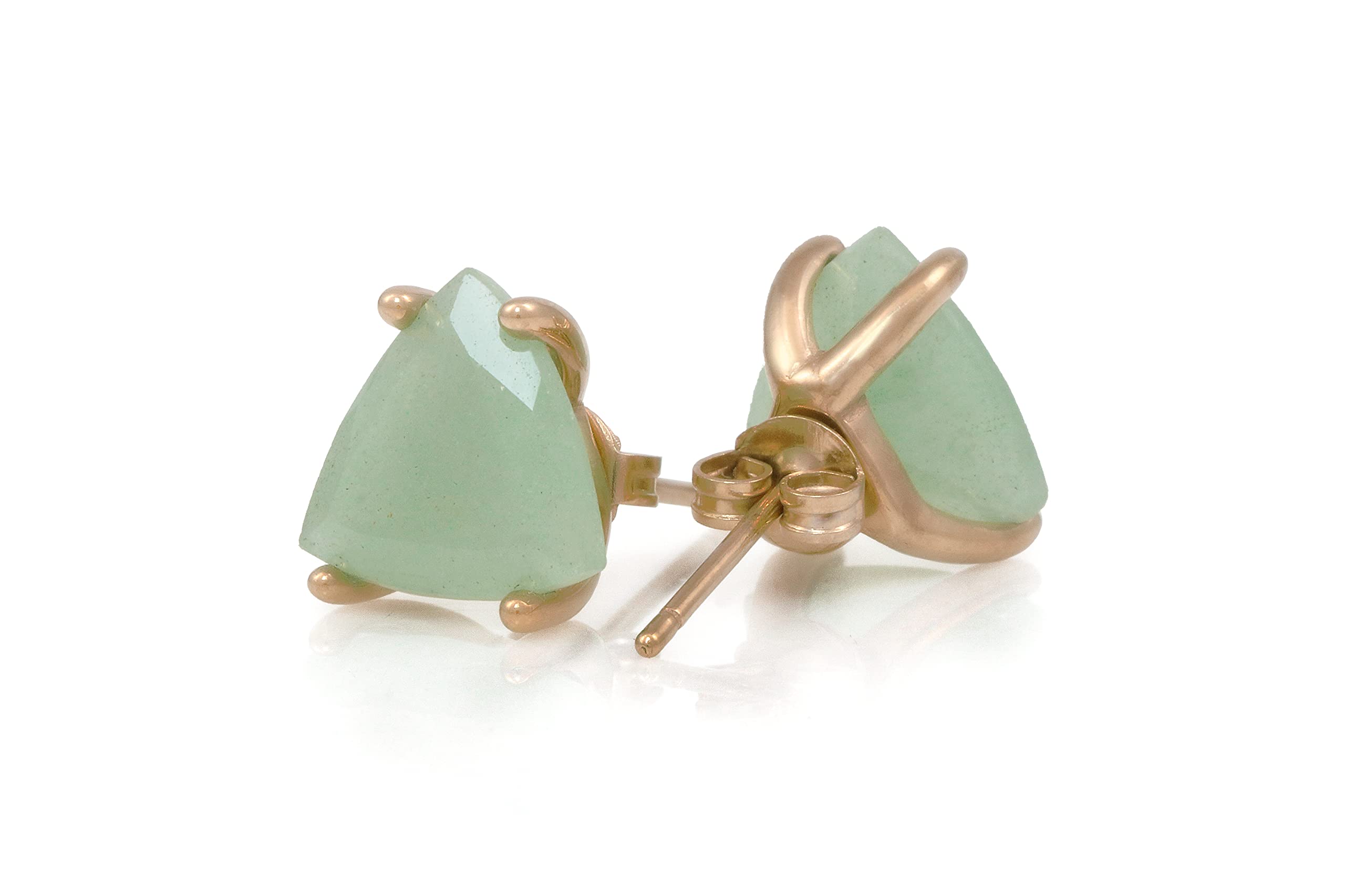 Trilliant Green Aventurine Stud Earrings - 14K Gold Dainty Triangle Gemstone Jewelry - Handmade Customizable Bridal Earrings with Gift Box | Perfect for Weddings, Parties & Everyday Wear