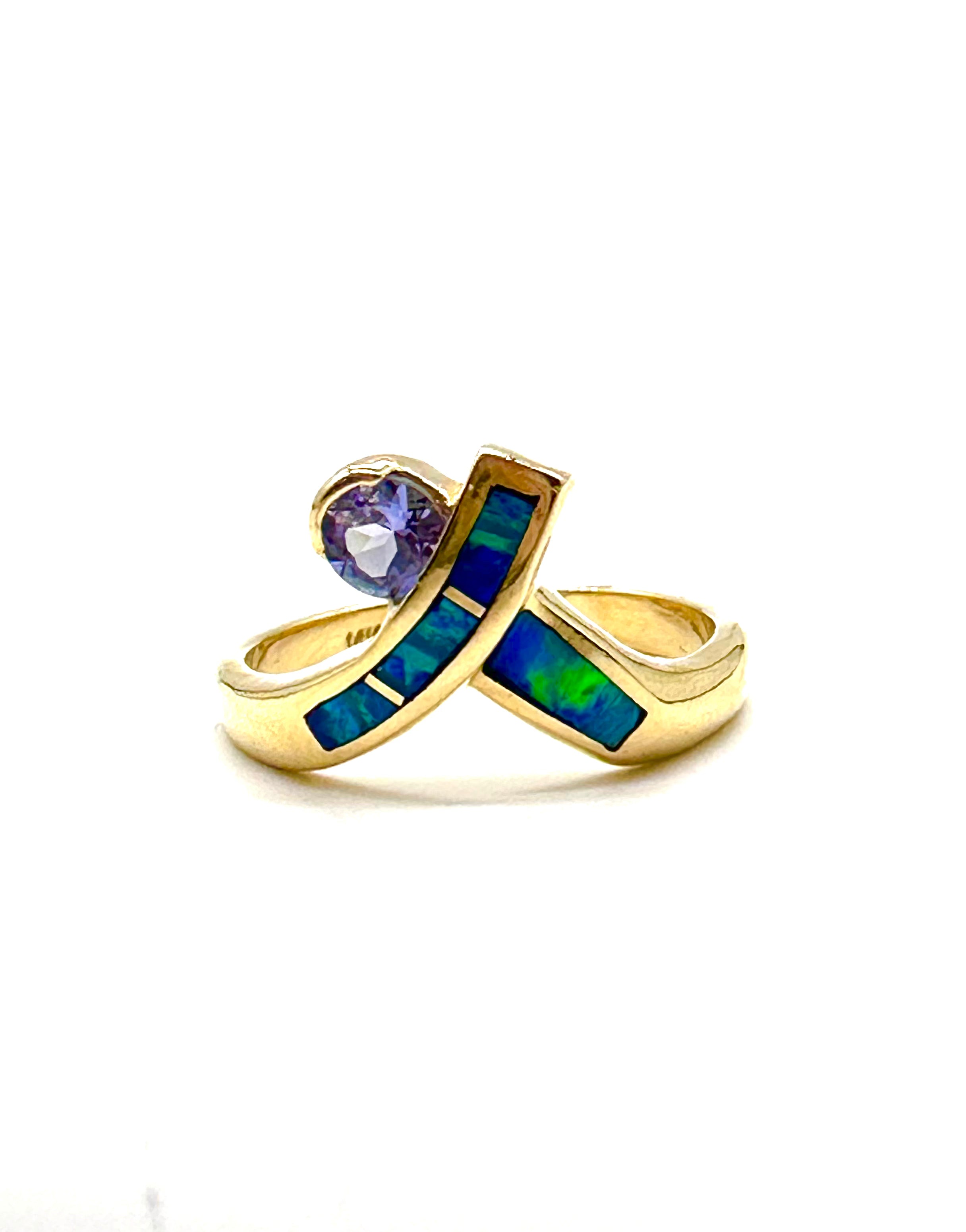 Exquisite Tanzanite and Opal Ring for Women | Elegant Blue & Multicolor Gemstone Jewelry | Perfect for Weddings, Anniversaries & Special Occasions