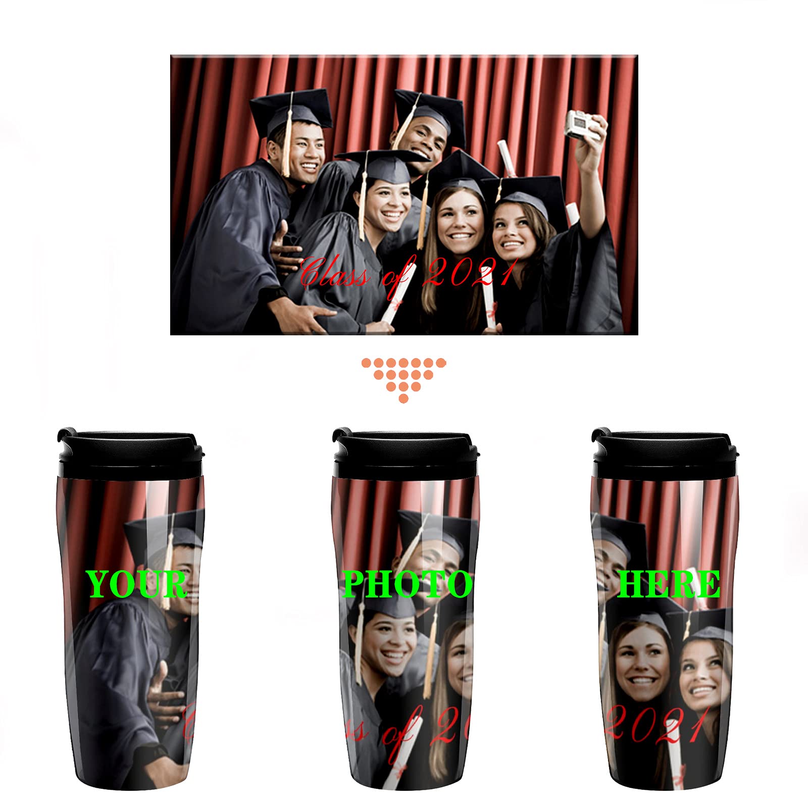 Custom 11.8oz Travel Coffee Mug - Double Wall Insulated Tumbler with Lid for Office & Commuting