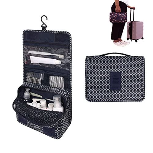 WANQLYN Professional Cosmetic Makeup Kit Organizer - Waterproof Travel Makeup Bag with Storage Pouch, Dark Blue Cosmetic Case for Women | Perfect for Travel, Home & Salon Organization