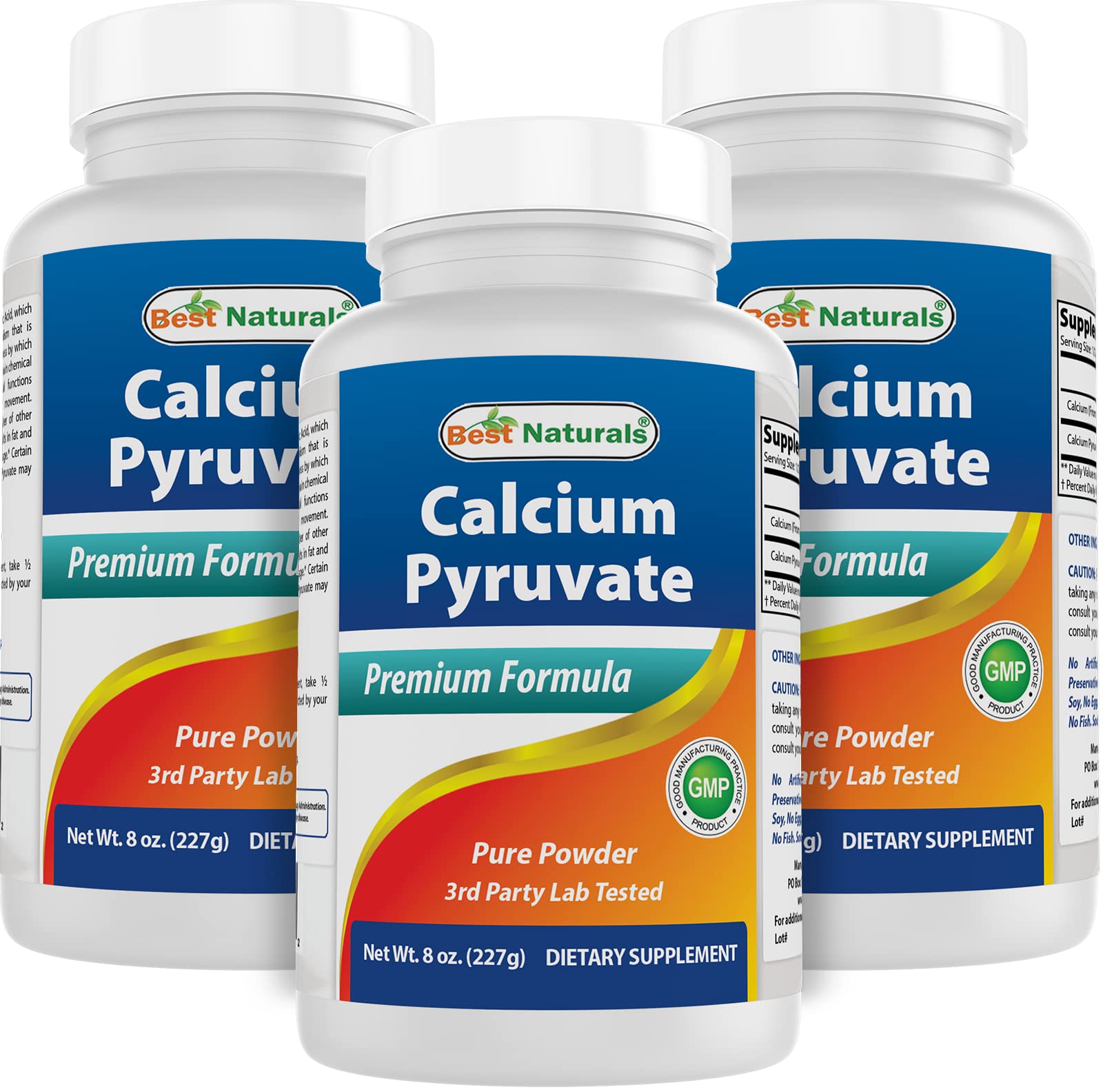 Best Naturals Calcium Pyruvate Powder 8oz (Pack of 3) - Premium Weight Management & Energy Supplement for Fitness, Keto Diet & Healthy Lifestyle