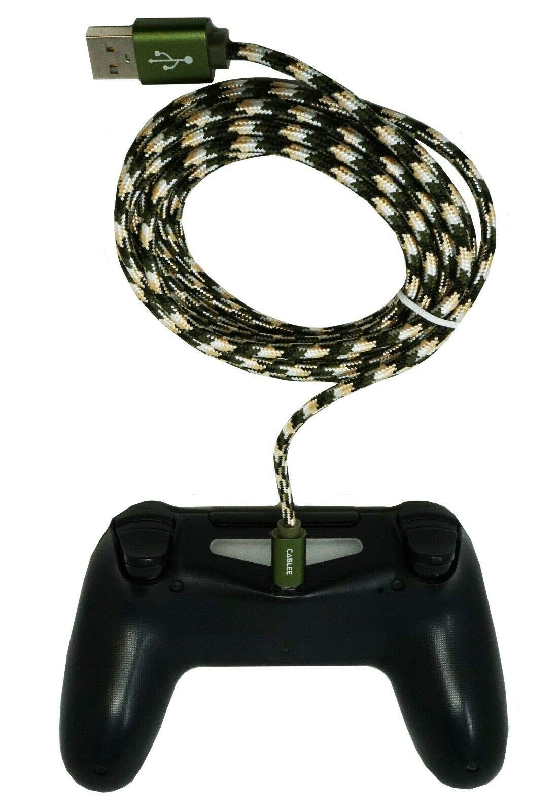 10ft Micro USB Fast Charging Cable for PS4 DualShock 4 Controller - Durable Long Camouflage Charger Cord | Gaming Accessories & Home Entertainment Setup