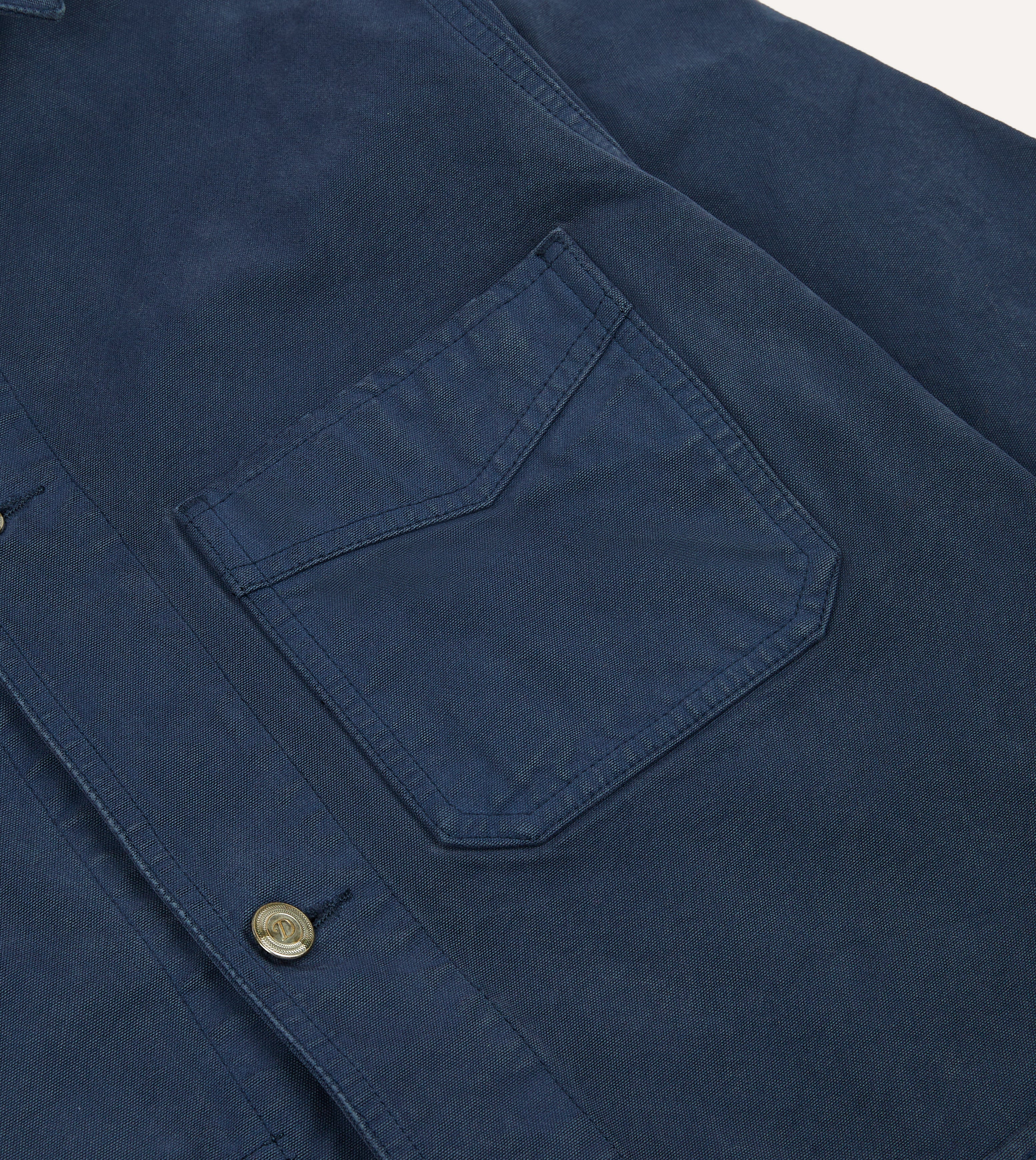 Men's Navy Blue Cotton Duck Canvas Work Jacket - Heavy Duty 5-Pocket Chore Coat for Outdoor Work, Hiking & Casual Wear