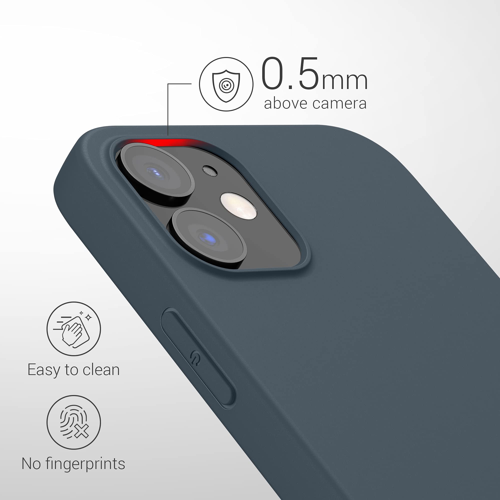 kwmobile Soft Slim Protective TPU Silicone Case for Apple iPhone 12 & iPhone 12 Pro - Shockproof Cover with Anti-Scratch Design in Dark Slate - Perfect for Everyday Use, Travel & Outdoor Activities