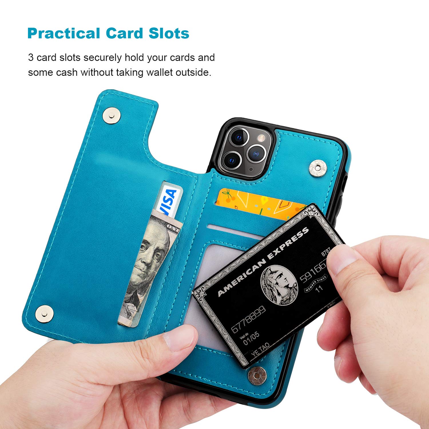 Premium PU Leather iPhone 11 Pro Max Case with Card Holder & Magnetic Closure - Embossed Mandala Design, Shockproof Protective Wallet Cover for iPhone 11 Pro Max 6.5
