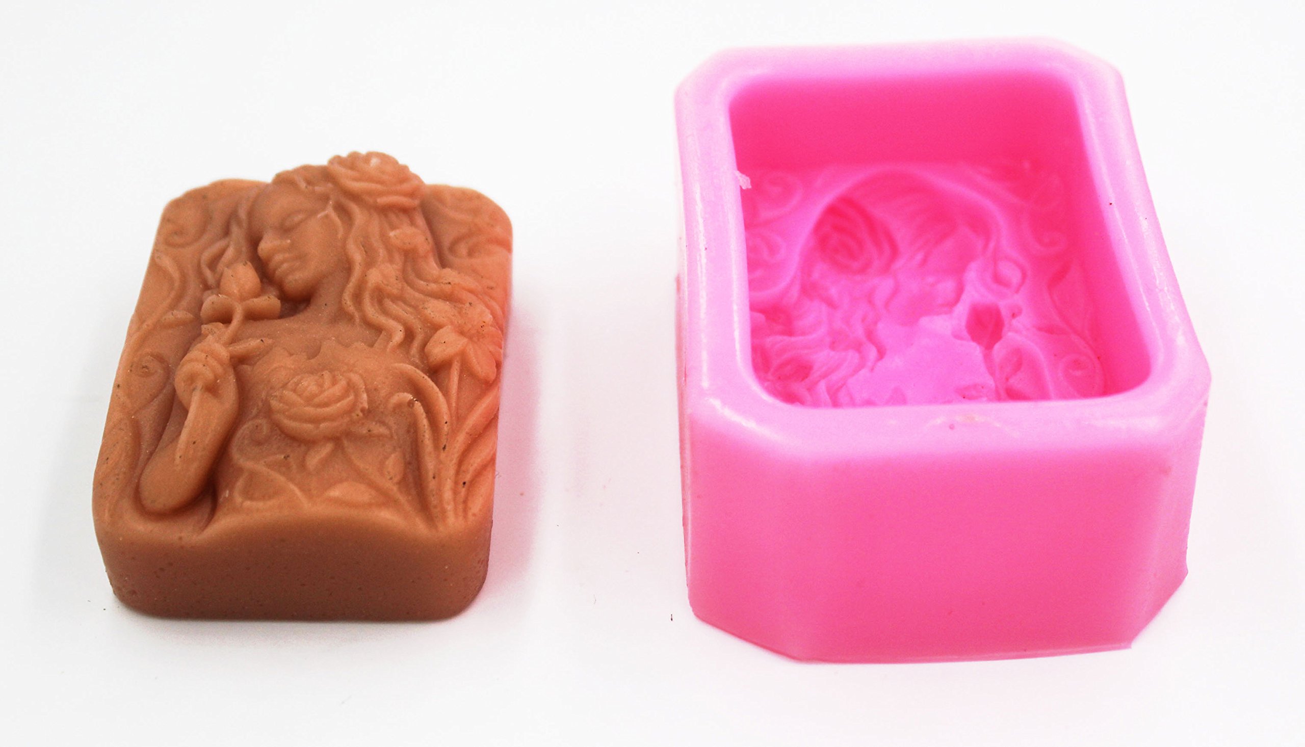 Rose Girl 0982 Silicone Soap Molds for DIY Handmade Soap Making - 6 Cavity Craft Art Molds for Bath Bombs, Candles, Resin, Chocolate - Perfect for Home, Spa, Wedding Favors & Gift Making