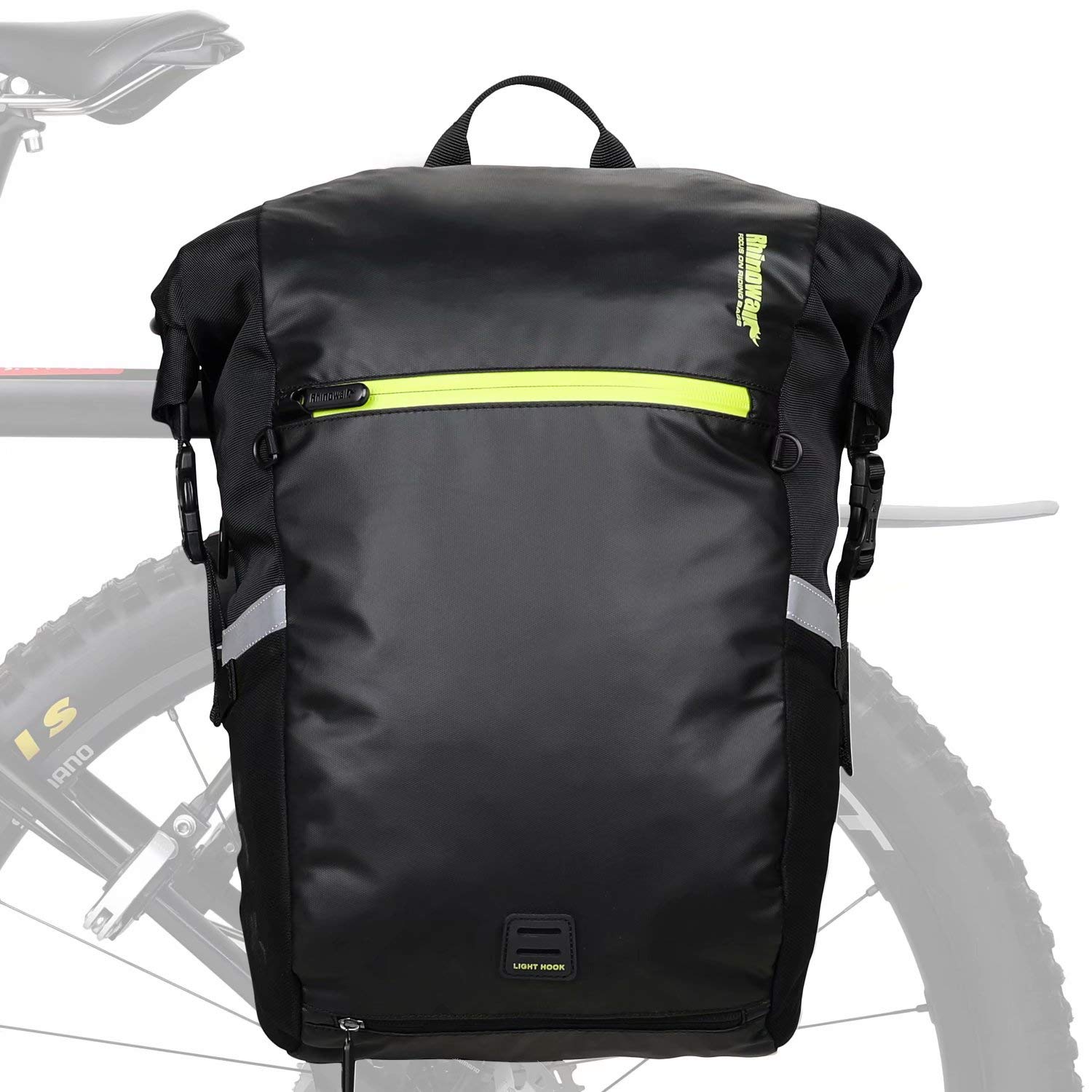 Rhinowalk 24L Waterproof Bike Pannier Bag - Multifunctional Bicycle Rear Seat Bag with Laptop Compartment | Perfect for Cycling Commute, Motorcycle Travel & Outdoor Adventures