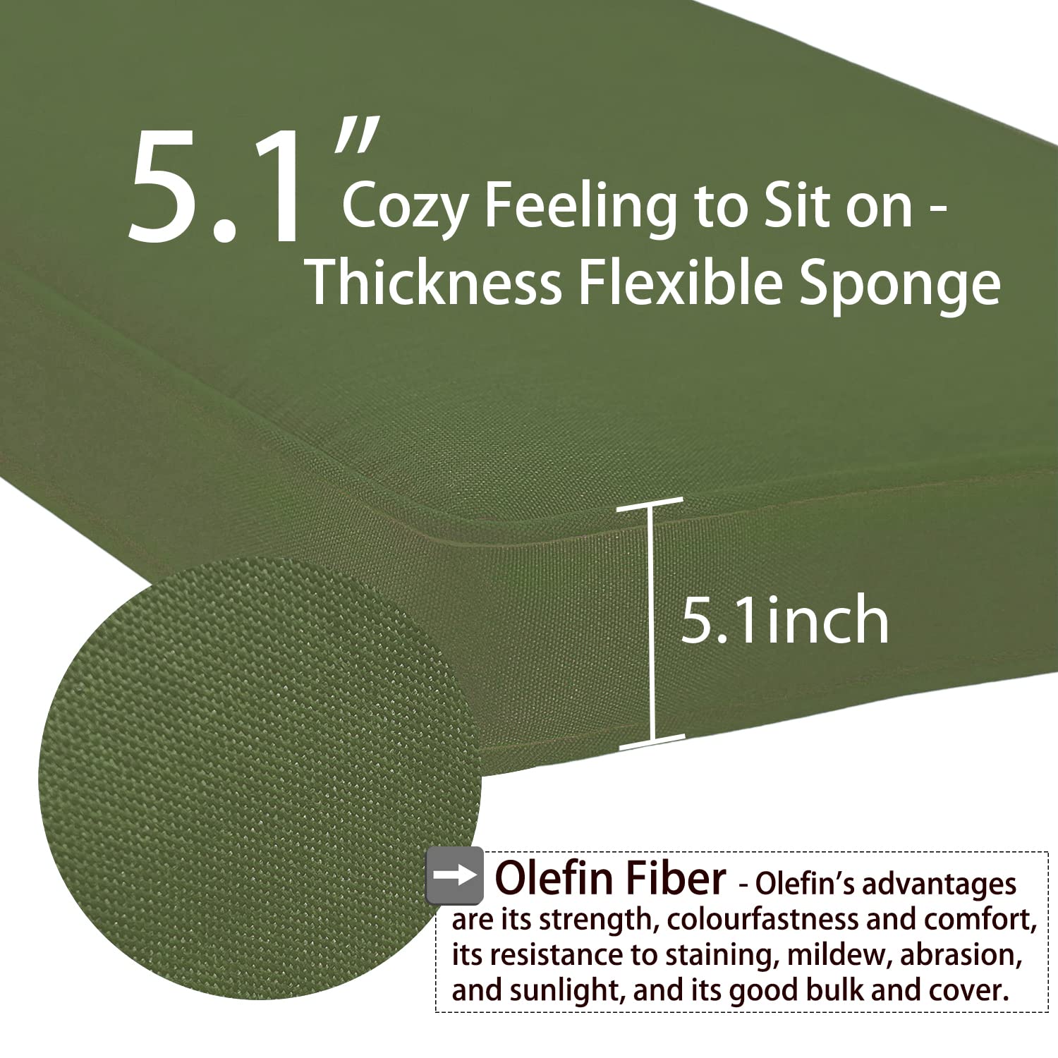 Aoodor 24x24 Inch Outdoor Deep Seat Chair Cushion Set - Water-Resistant Olefin Fabric with High-Density Sponge Foam - Green Patio Cushions (Set of 2 Seat Cushions, 2 Back Cushions & 2 Lumbar Pillows) - Perfect for Garden, Poolside, Deck & Patio Furniture