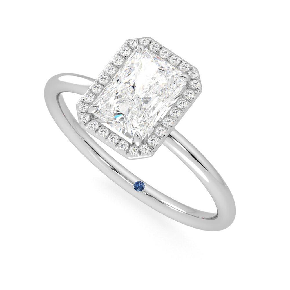 Stunning Radiant Cut Halo Moissanite Engagement Ring with Hidden Anniversary Stone - Perfect for Proposals, Anniversaries & Special Occasions