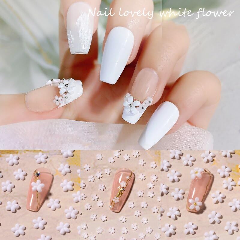 GOODIEBOX 6 Grid 3D Floral Acrylic Nails - Gold Silver Glitter Flower Charms with Nail Ball Beads & Resin Flowers for Nail Art Decoration, DIY Crafting, Bridal & Party Manicure Designs