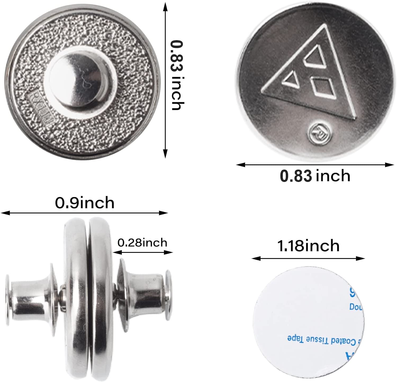 Upgraded HENGI Curtain Weight Magnets 4 Pack - Strong Magnetic Holdback Buttons with Back Tack & 16 Self-Adhesive Patches for Secure Drapery Closure - Perfect for Blackout Curtains, Room Darkening, and Privacy Protection in Bedrooms & Living Rooms