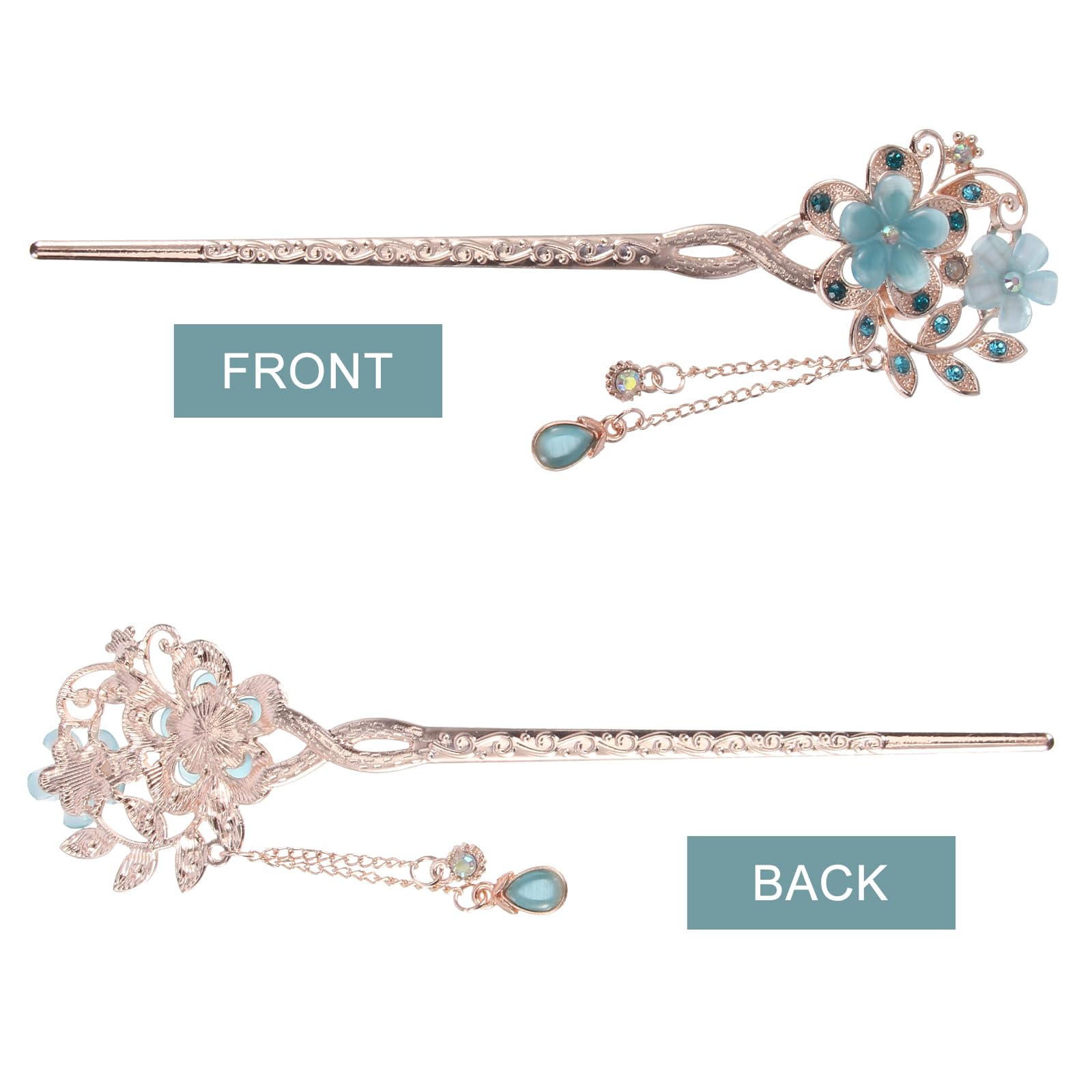 Lurrose Rhinestone Hair Stick - Vintage Pearl Hairpin for Women, Long Hair Styling